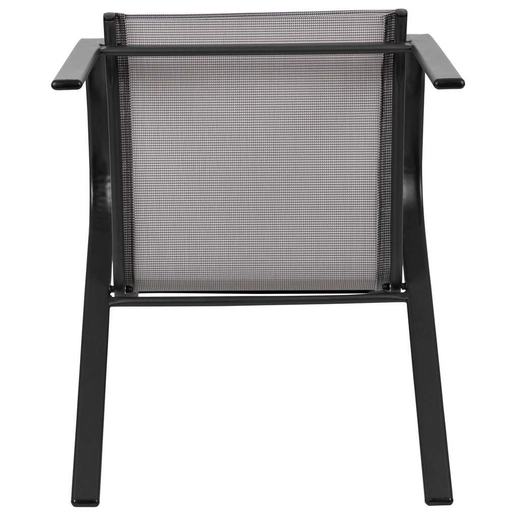 Emma + Oliver 4 Pack Gray Outdoor Stack Chair with Flex Comfort Material - Patio Stack Chair