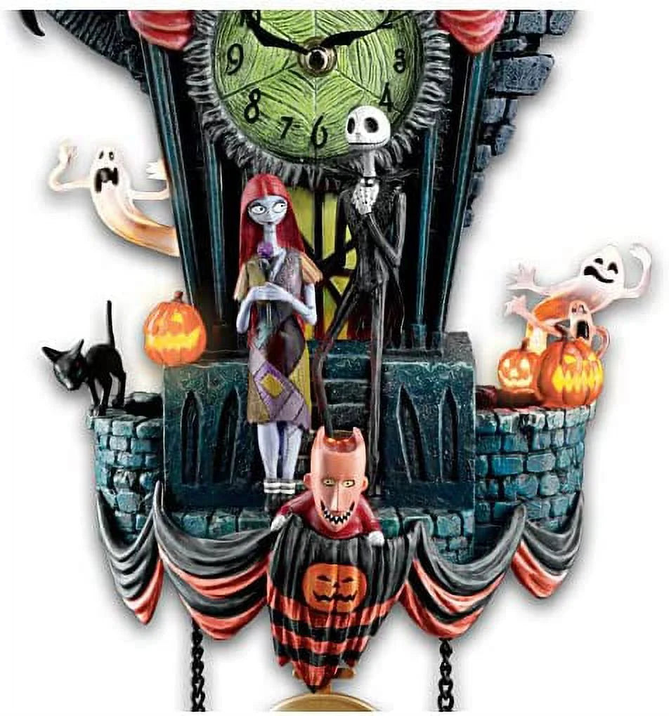 The Bradford Exchange The Nightmare Before Christmas Cuckoo Clock, 21 inches, Musical, Light-Up, Limited Edition