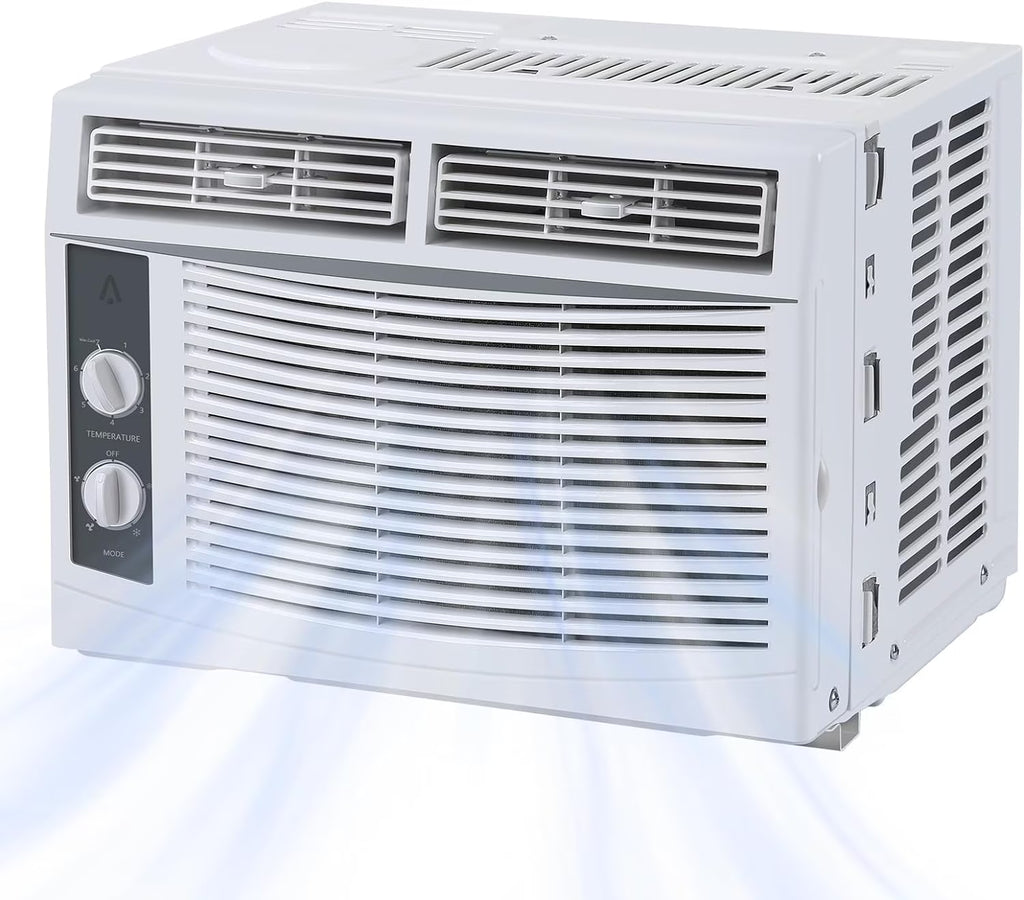 EliteEdge 5000 BTU Window Air Conditioner, Compact AC Unit for Rooms Up to 150 Sq. Ft, Quiet Operation, Fast Cooling, Easy-to-Use Mechanical Controls, Energy Efficient, Includes Installation Kit