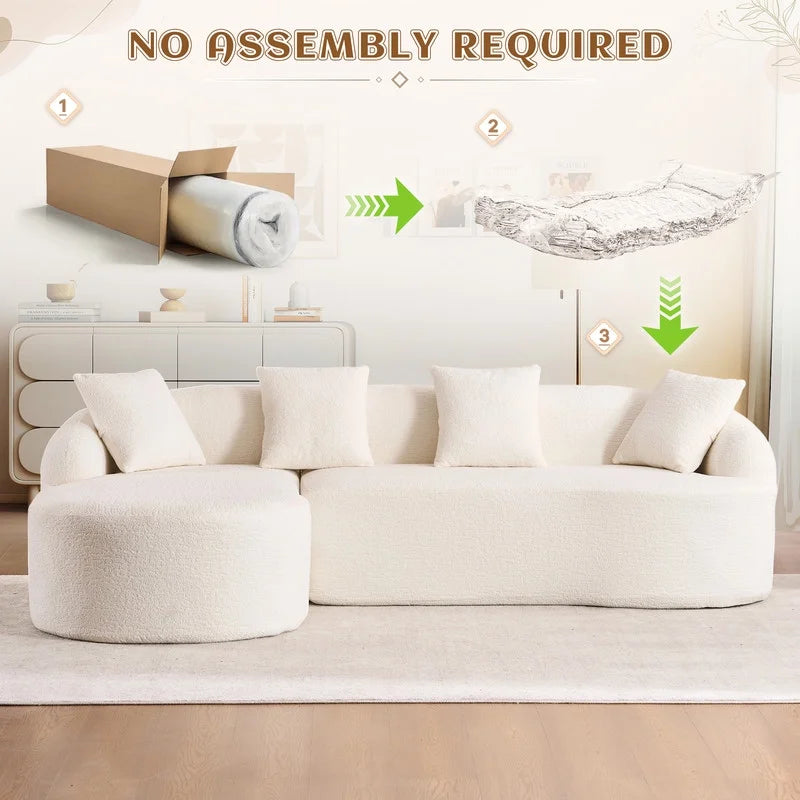 Timbernest 99" Modular Sectional Sofa with Pillows, Chenille L Shaped 3-Seater Couch with Deep Seat, White