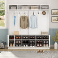 Kerrogee Large Hall Tree for Entryway Coat Rack Shoe Bench with Bottom Storage