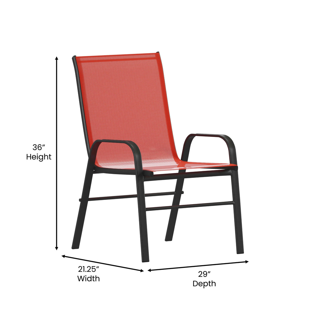 Emma + Oliver 4 Pack Gray Outdoor Stack Chair with Flex Comfort Material - Patio Stack Chair