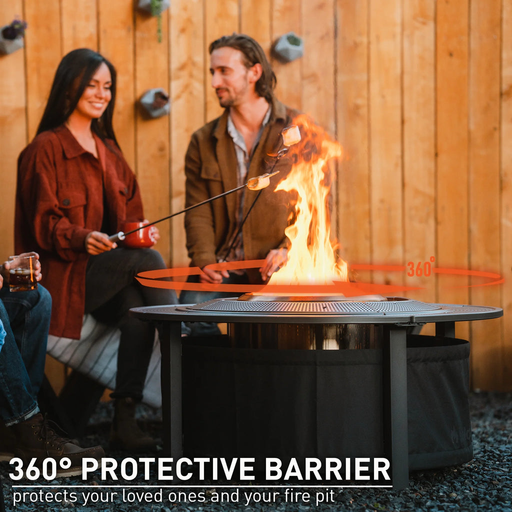 Solo Stove Fire Pit Surround Tabletop, Small | Elevation for Ranger and Bonfire Wood burning Outdoor Fire Pit, Powder-Coated Steel/ UV-Resistant Outdoor Fabric, Dimensions (HxDia): 20 x 42 in, Black