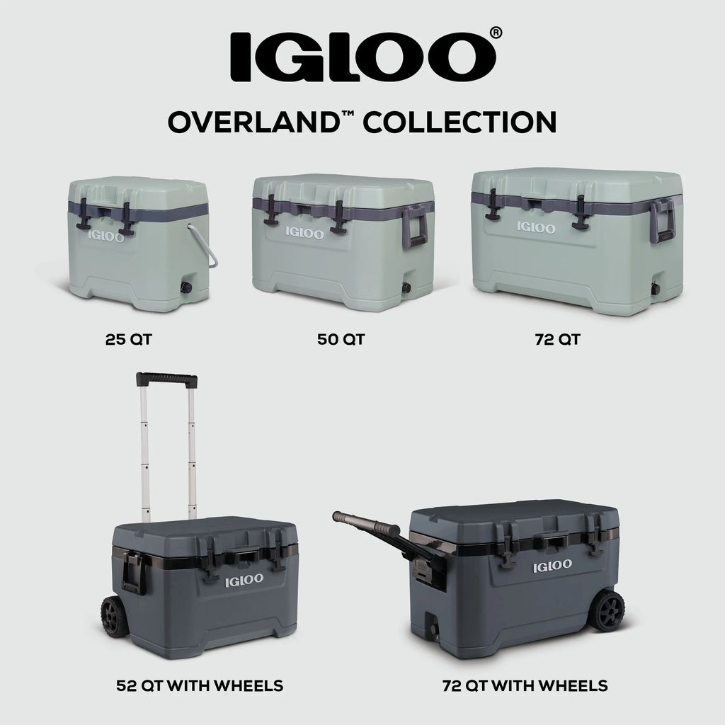 Igloo 52 QT Overland Ice Chest Cooler with Wheels, Gray