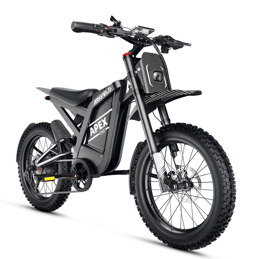 Arkveld Electric Bike for Adults, Peak-3000W, Max 40MPH and 80Miles Electric Motorcycle,25" Fat Tire Dirt Bike, APEX1 7-Speed E-Bike，White