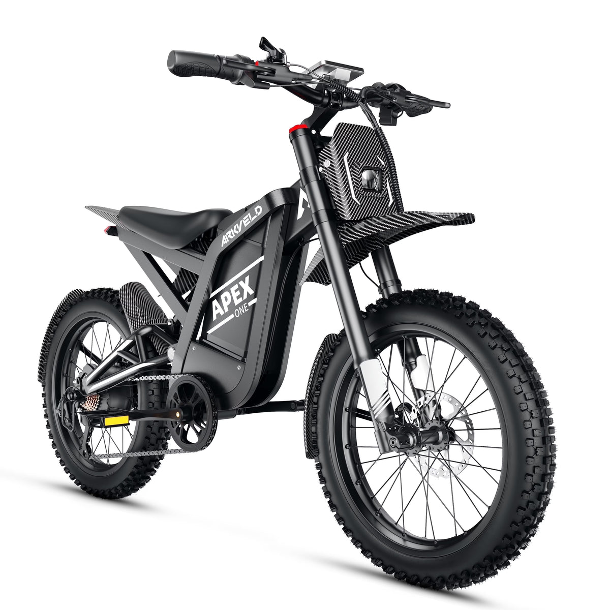 Arkveld Electric Bike for Adults, Peak-3000W, Max 40MPH and 80Miles Electric Motorcycle,25" Fat Tire Dirt Bike, APEX1 7-Speed E-Bike，White