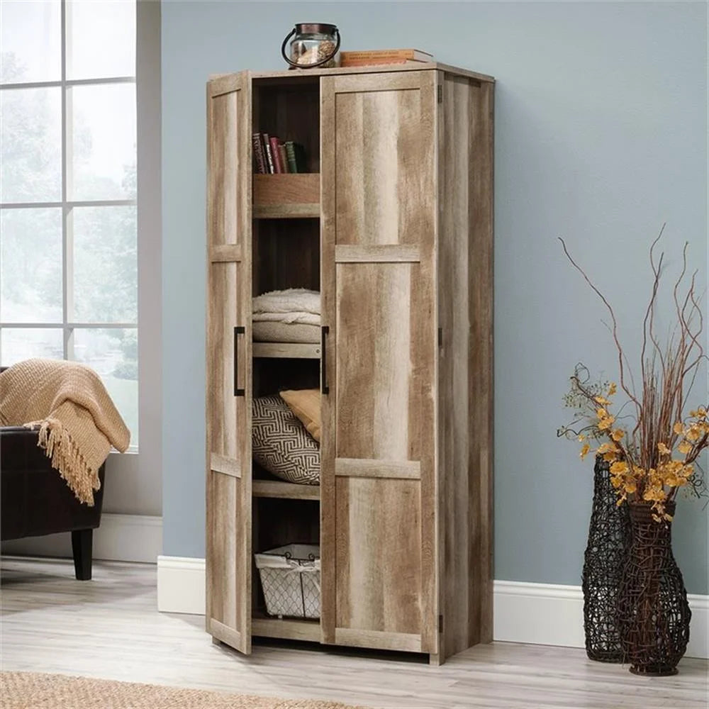 Pemberly Row Contemporary Engineered Wood Pantry in White Finish