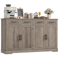 Homfa Farmhouse Buffet Cabinet with 4 Drawers and 4 Doors, 59" W Sideboard Buffet Storage Cabinet with Shelves, for Kitchen Living Room Bedroom, Wash Gray