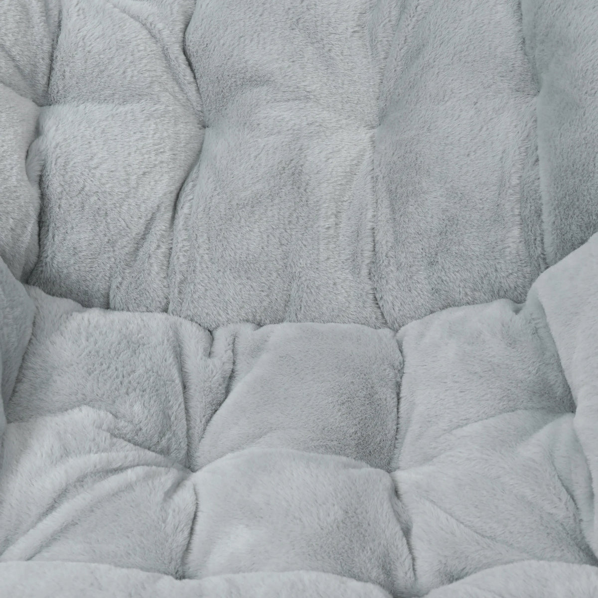 Emma + Oliver Oversized Faux Fur Folding Saucer Chair for Dorm, Bedroom, Black Faux Fur/Black Frame