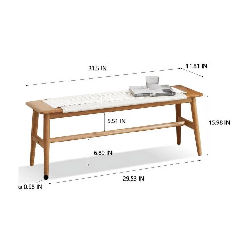 Dining Benches, Natural Oak Wood Bench, Entryway Bench Bed Bench for Kitchen, Dining Room, Living Room, Walnut