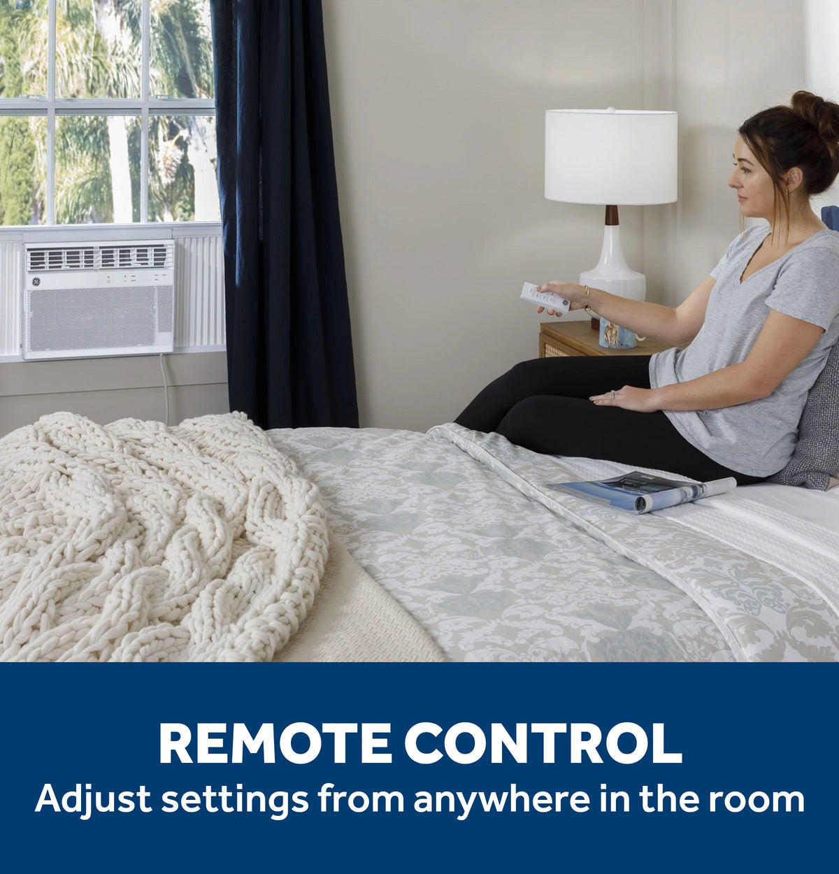 GE 8,000 BTU Smart Electronic Window Air Conditioner for Medium Rooms up to 350 sq. ft.