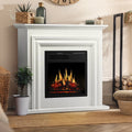 Electactic Electric Fireplace, Free Standing Fireplace, with Remote Control, Adjustable LED Flame, 750W/1500W -��White��