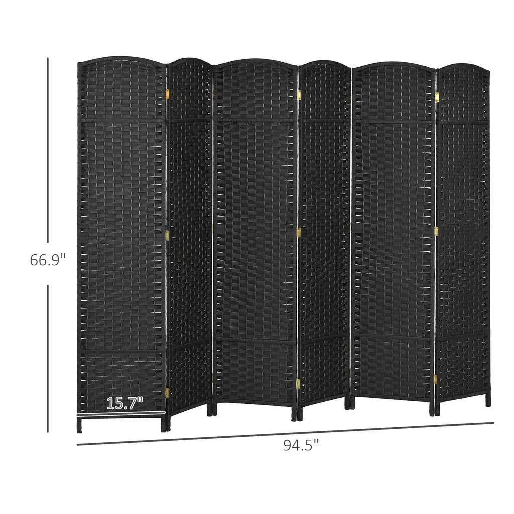 HOMCOM 4 Panel Room Divider Freestanding Folding Privacy Screen Nature Wood