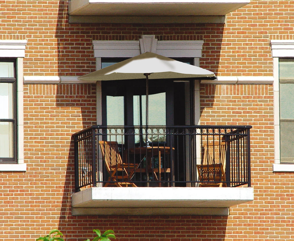 OFF-THE-WALL BRELLA Sunbrella Half Umbrella, 9'-Width, Teak Canopy