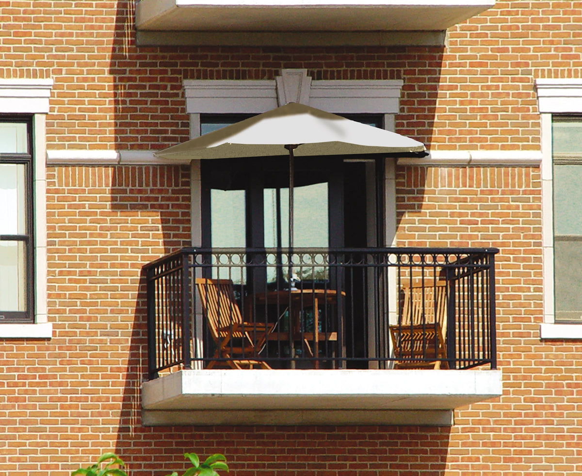 OFF-THE-WALL BRELLA Sunbrella Half Umbrella, 9'-Width, Teak Canopy