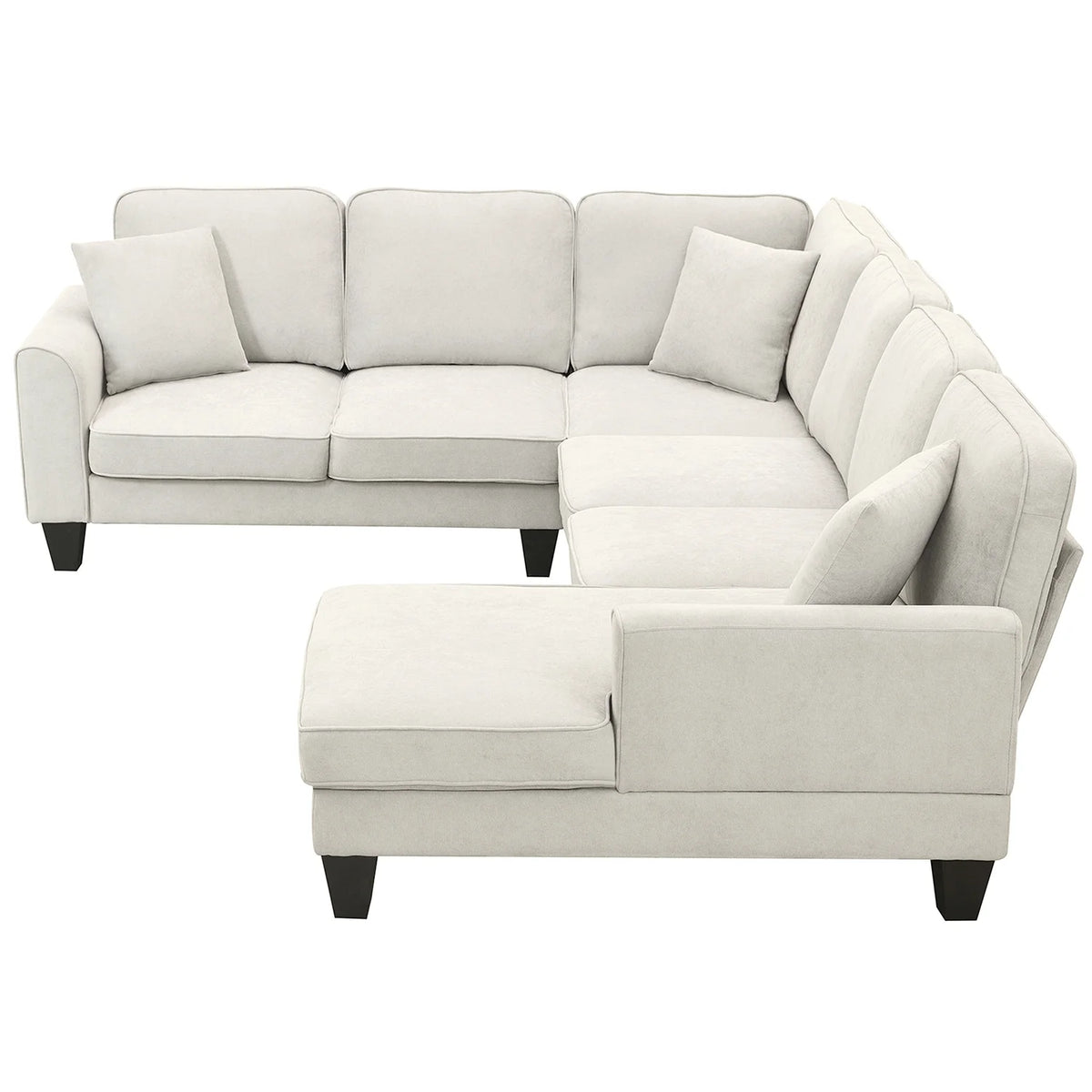Harper & Bright Designs Modular Sectional Sofa with Ottoman Couch L Shape Corner Sofa Sets 7 Seats Fabric Couch for Living Room, Black, 112 * 87 inch