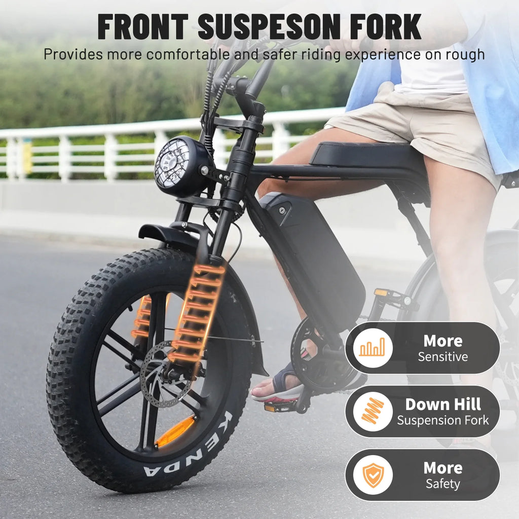 VTOKW Electric Bike for Adults,1000W Peak Motor Adult Electric Bicycle,48V 15.6Ah Battery,Up to 31MPH,20'' Fat Tire Ebike,Dual Disc Brakes Mountain Bike for Cycling,7 Speed E Bike,E-bike UL2849