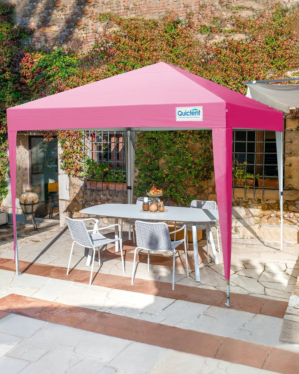 Quictent 10'x10' Pop up Canopy Tent with Sidewalls Instant Outdoor Gazebo Easy Party Tent Enclosed Waterproof, Easy Set up (Pink)