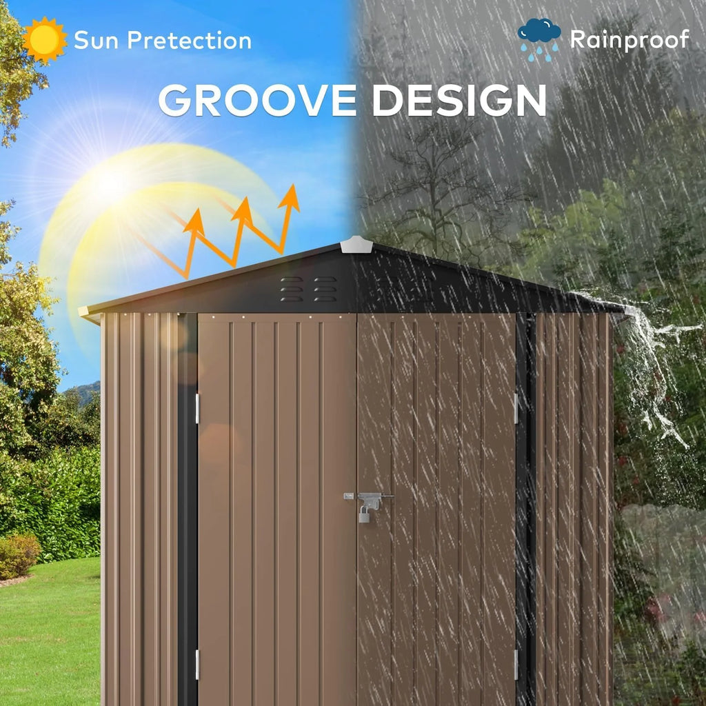 Lofka 6 x 4ft Shed and Outdoor Storage , Durable Metal Garden Shed  with Lockable Door, Weather-Resistant Steel Tool Shed for Backyard, Patio, Grey