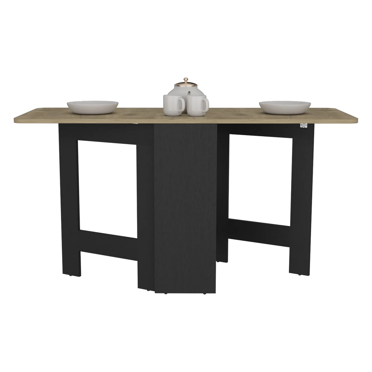 Gateleg Folding Table Space-Saving with Compact Design White / Macadamia