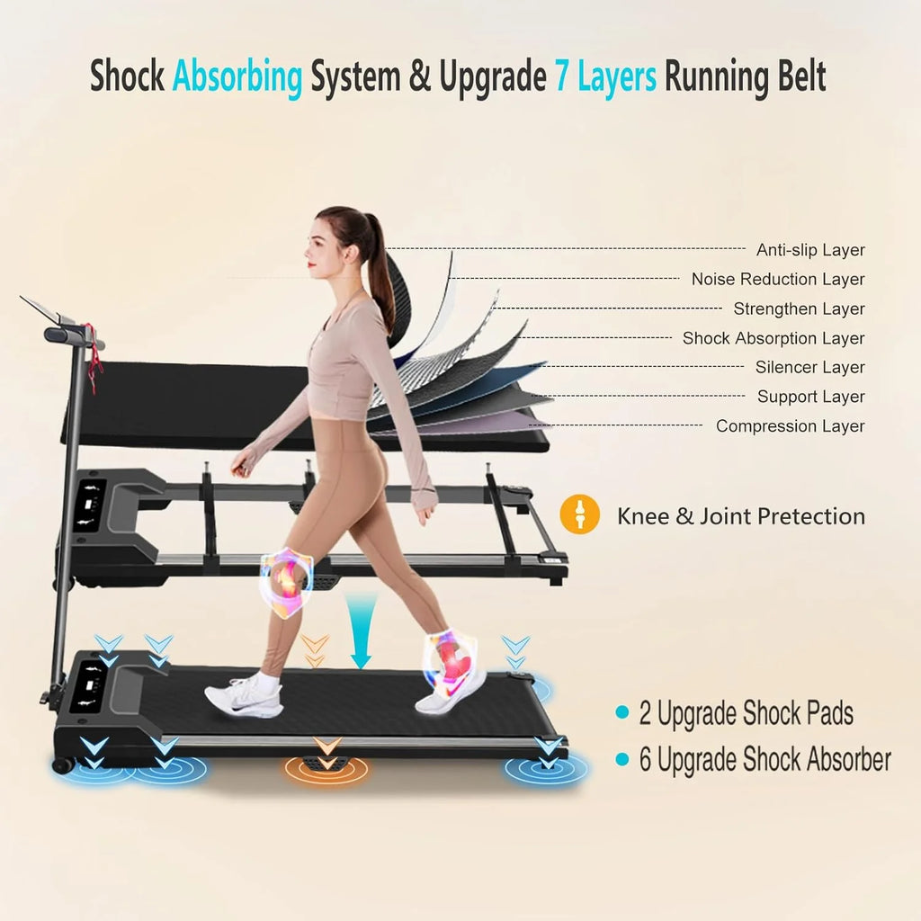 2 in 1 Walking Pad Treadmill, Foldable Treadmills with Handle Bar, 2.5HP Portable Folding Treadmill with Remote Control, Under Desk Treadmill for Home Office, 300lbs, Black
