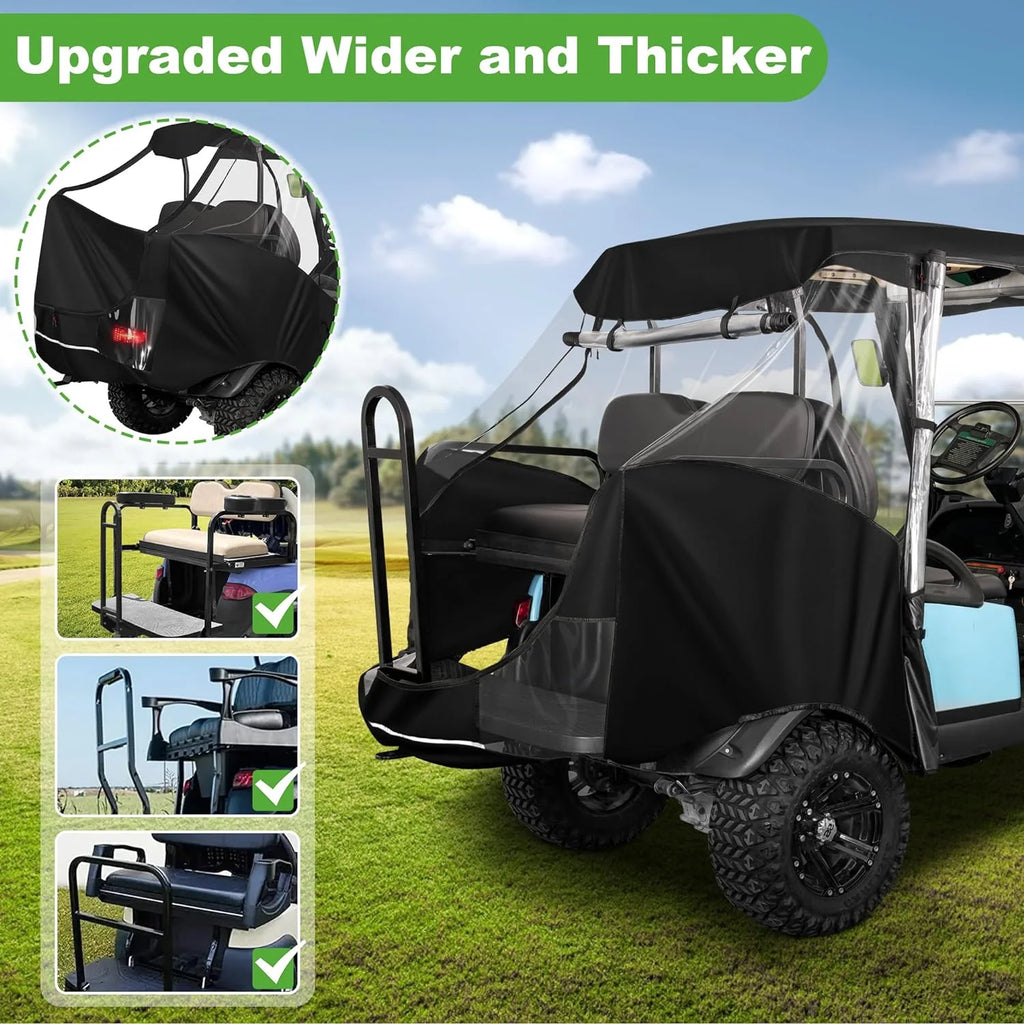 10L0L Golf Cart Enclosure for Club Car Precedent 4 Passenger , 600D Windproof Waterproof Driving Rain Cover, Black