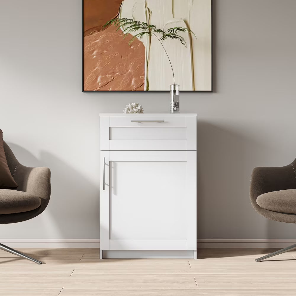 Stackable Wall Cabinet,Solid Wood Storage Cabinet with Adjustable Shelves and Doors,Console Table Side Table for Hallway,Sideboard Buffet Cupboard for Kitchen, 15.75" D x 15.75" W x 70.87" H, White