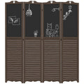 HOMCOM 5.5' 4 Panel Room Divider, Indoor Privacy Screens for Home, Brown