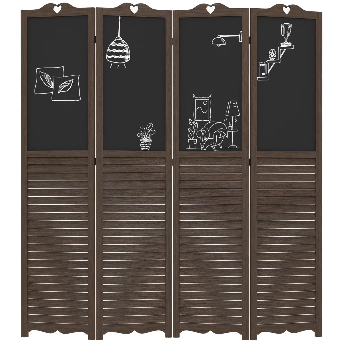 HOMCOM 5.5' 4 Panel Room Divider, Indoor Privacy Screens for Home, Brown