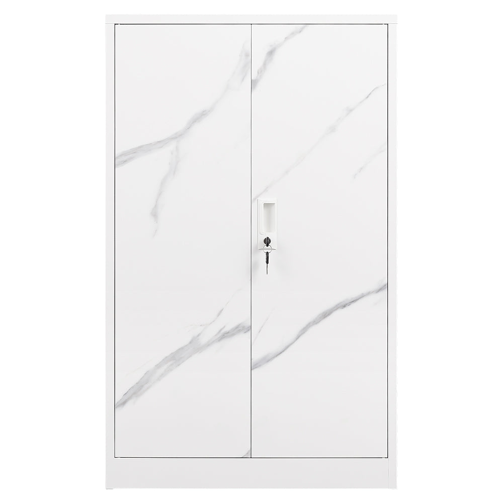 Metal Storage Cabinet with Locking Doors and Adjustable Shelf, Folding Filing Storage Cabinet, Rolling Storage Locker Cabinet for Home Office,School,Garage, White