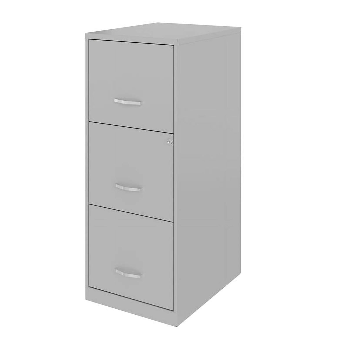 Space Solutions 3 Drawer Modern Metal Vertical File Cabinet with Lock in Silver
