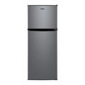 Galanz 4.6. Cu ft Two Door Mini Refrigerator with Freezer, Stainless Steel, New, Width 19.13"
