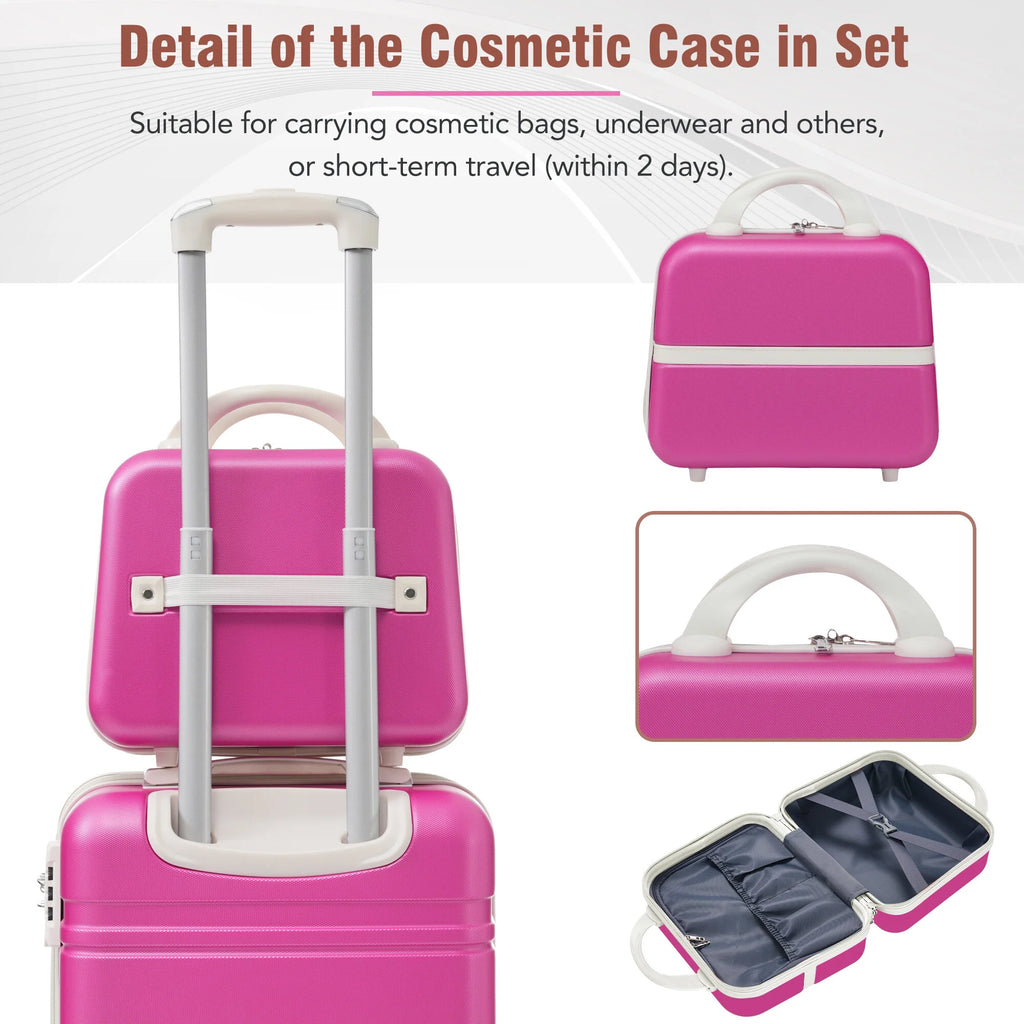 DUOSONG Hardshell Luggage Sets 4 Pieces 20"+24"+28" Luggages And Cosmetic Case Spinner Suitcase With Tsa Lock Lightweight White ABS Travel Luggage Hard Case