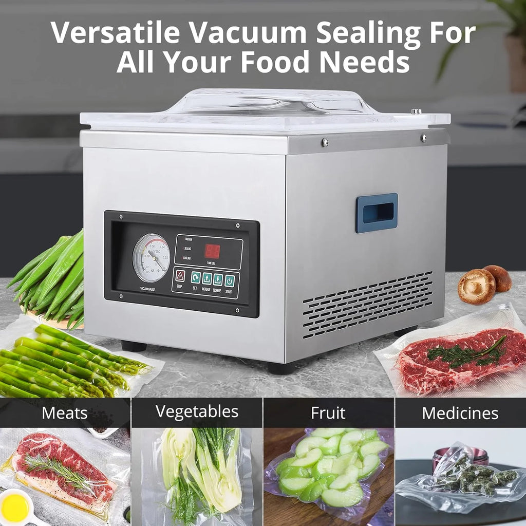 Chamber Vacuum Sealer machine,180W-260W, 10.5 inch 3.5 m3/h Pump Rate,Microcomputer Controlled,Household and Commercial Vacuum Sealing Machines with Stainless Steel Structure