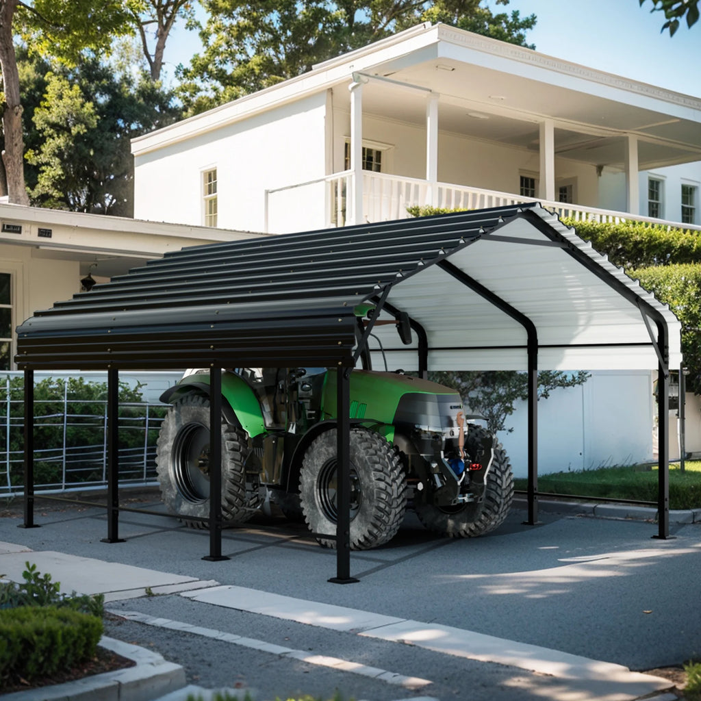 Walsunny 12X20 FT Carport, Outdoor Heavy Duty Carport Canopy with Galvanized Steel Roof, Metal Carport Extra Large Garage Car Storage Shelter