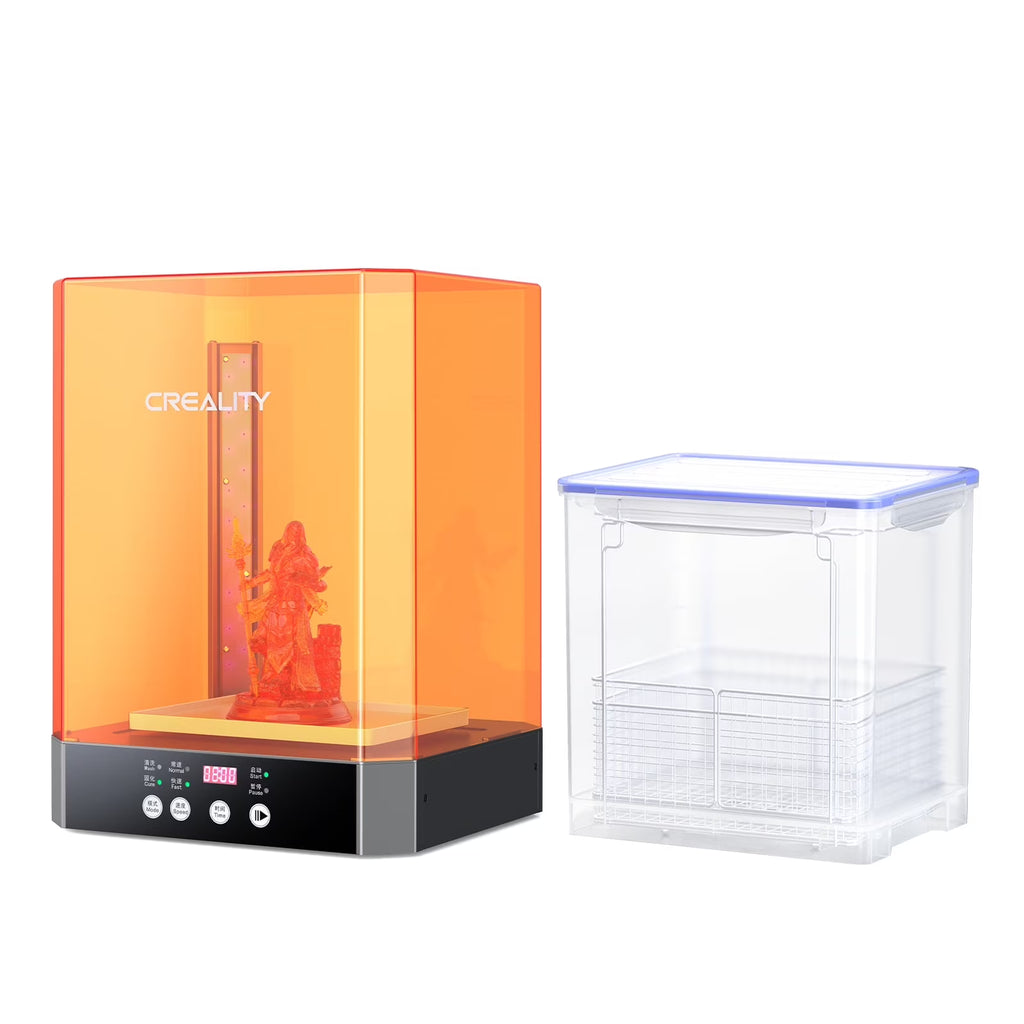Official Creality UW-03 Wash and Cure Station for LCD/SLA/DLP Resin 3D Printing, 360�� Rotational Stronger Curing, Anti-fall Drying Station, Upgraded 405nm UV Light with Wash Basket