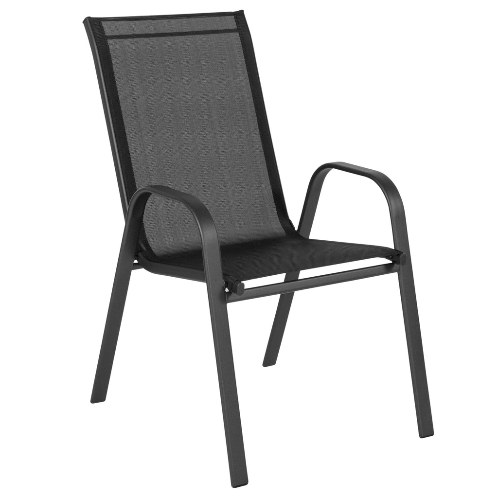 Flash Furniture 5 Pack Brazos Series Brown Outdoor Stack Chair with Flex Comfort Material and Metal Frame