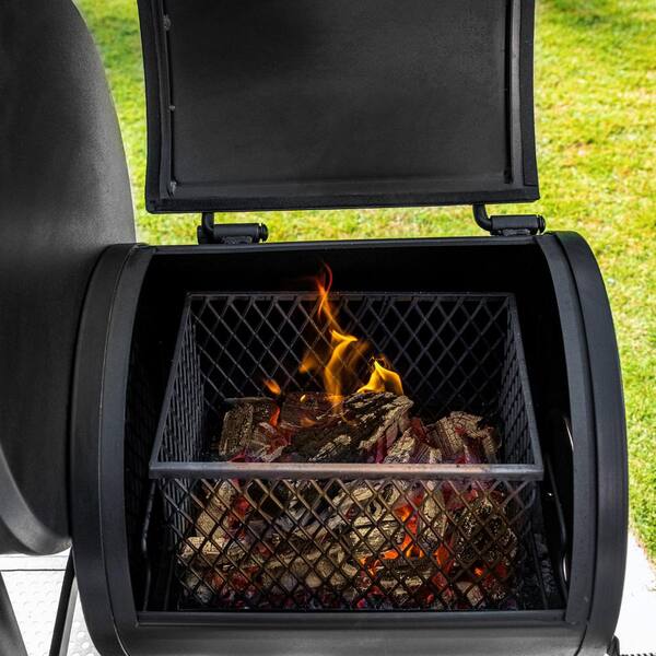 Grand Champ Charcoal Grill and Offset Smoker in Black