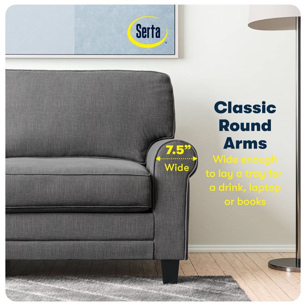 Serta Copenhagen 78" Rolled Arm Sofa with Removable Covers Dark Brown