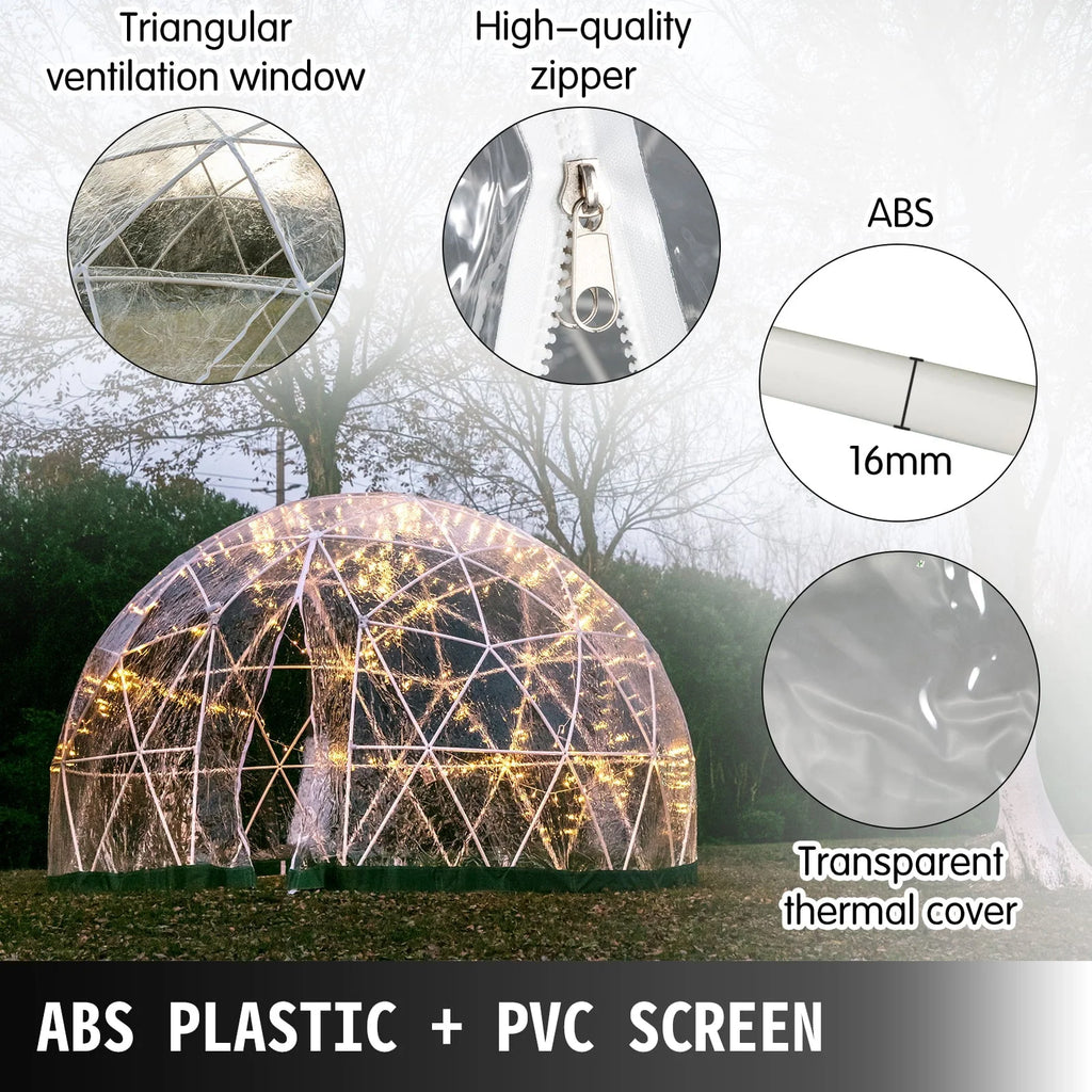 VEVOR Garden Dome 9.5ft - Geodesic Dome with PVC Cover - Bubble Tent with Door and Windows for Sunbubble, Backyard, Outdoor Winter, Party