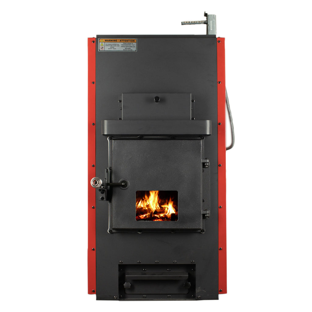 Hot Blast Wood Burning Furnace with Log Cart and Log Rack