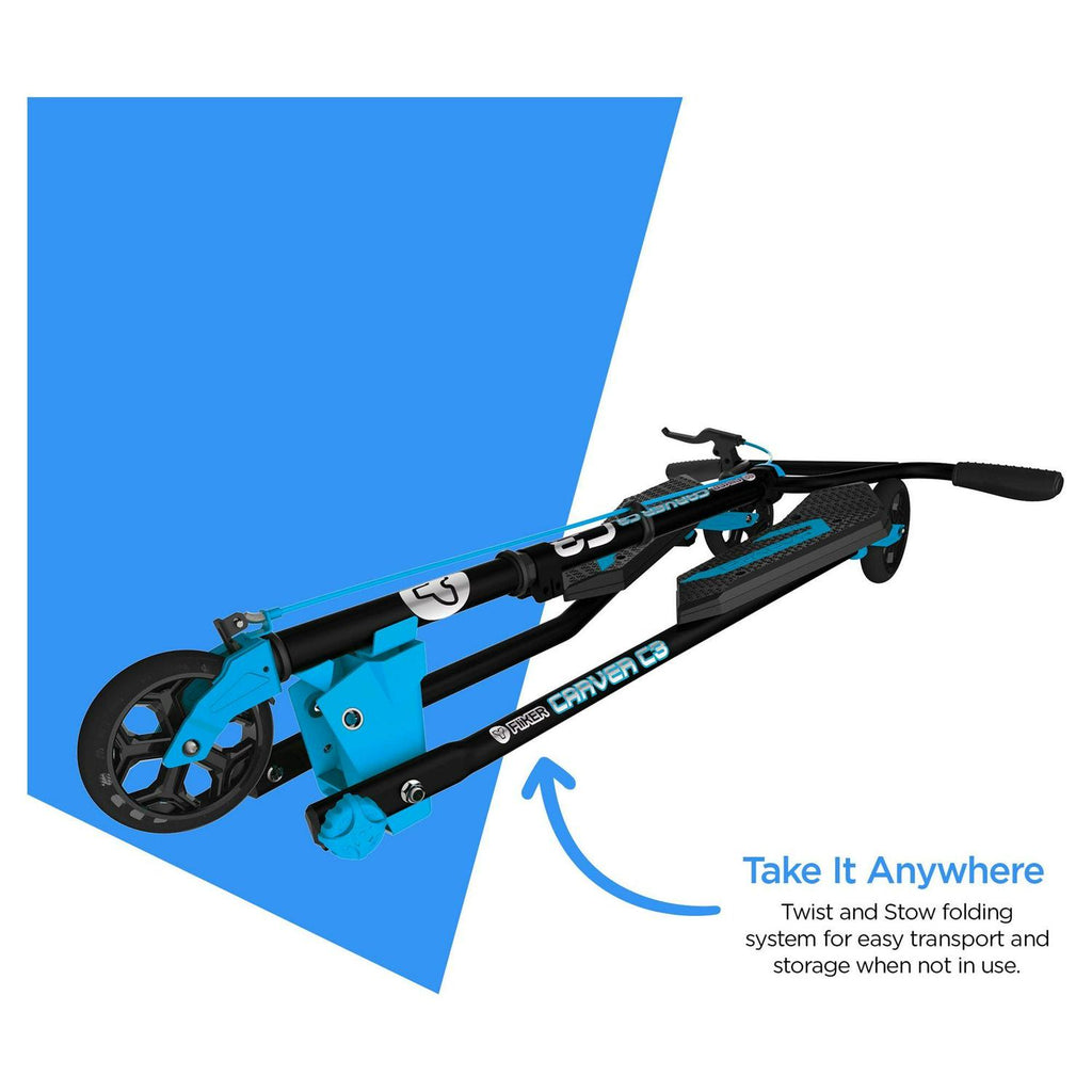 Yvolution Y Fliker Carver C3 Wiggle Scooter for Kids Age 7+ Years. Blue. Unisex