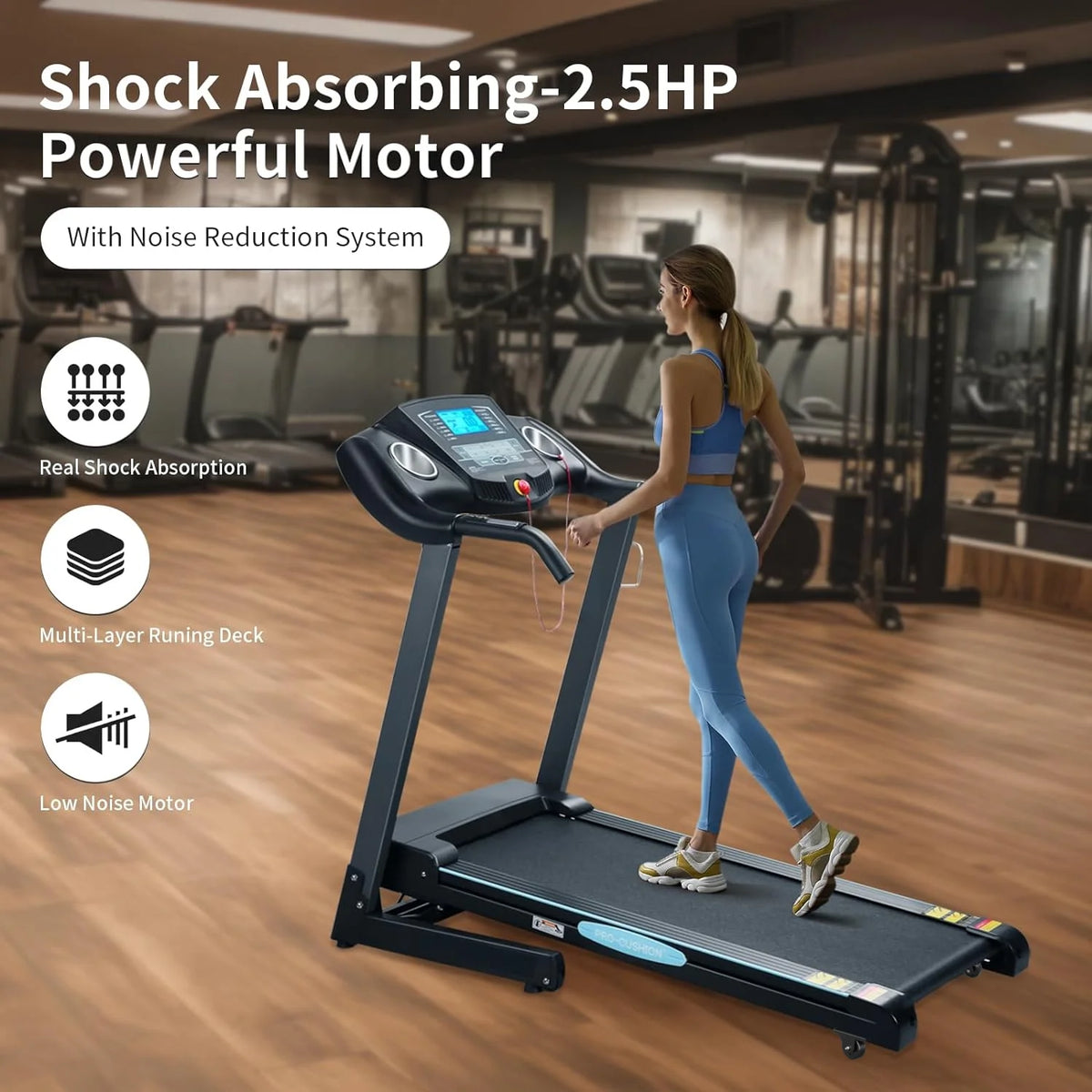 Treadmill with Incline Folding with 12 Level Automatic Incline 2.5hp Power 8.5mhp Speed Running Machine 15 Preset Training Program Electric Treadmill for Home Use
