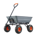 KFFKFF Garden Dump Cart, 35.8x19.5x8.2 in Dump Truck Cart, Max. 600lbs Load Capacity, 10in Rubber Tire, 180�� Adjustable Handle