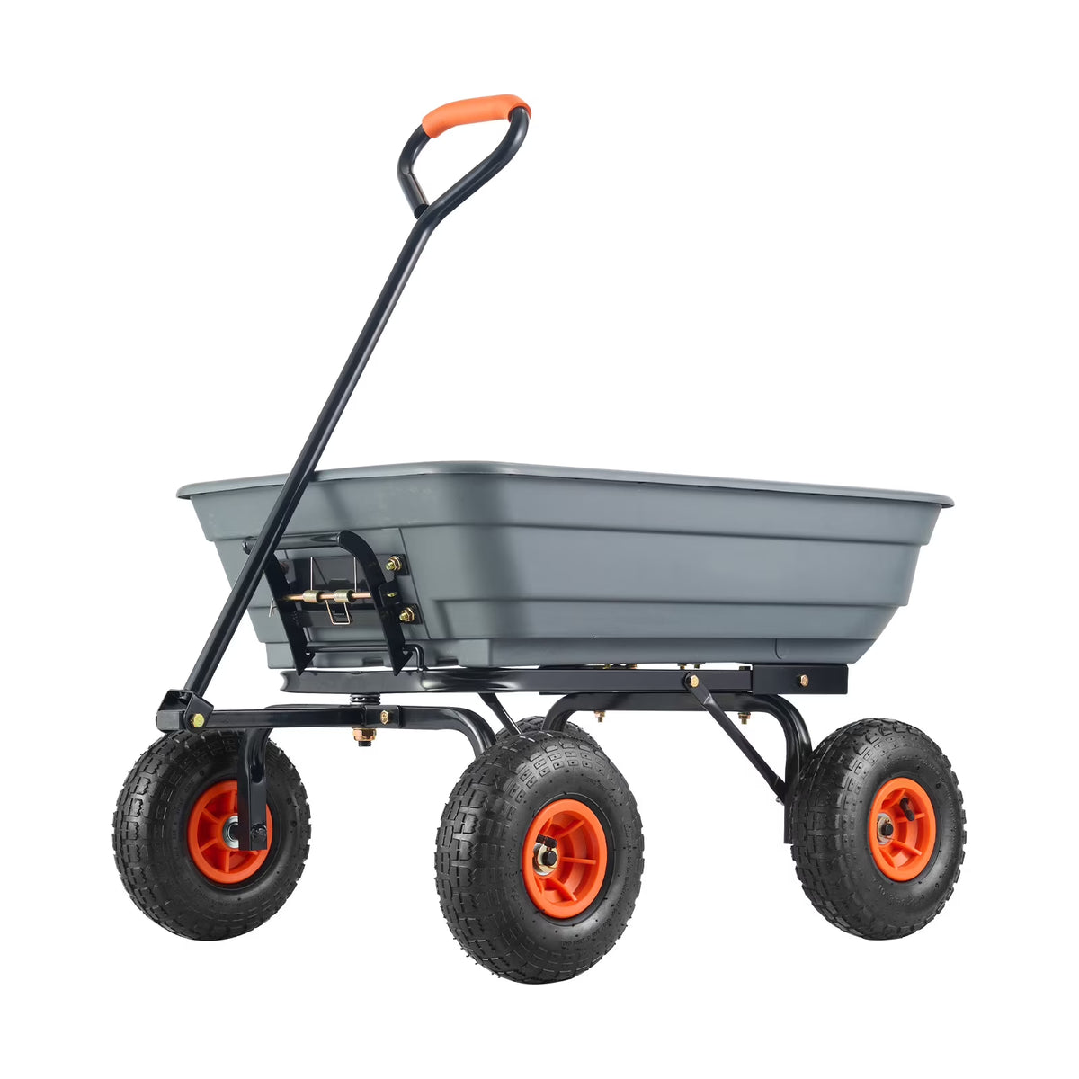 KFFKFF Garden Dump Cart, 35.8x19.5x8.2 in Dump Truck Cart, Max. 600lbs Load Capacity, 10in Rubber Tire, 180�� Adjustable Handle