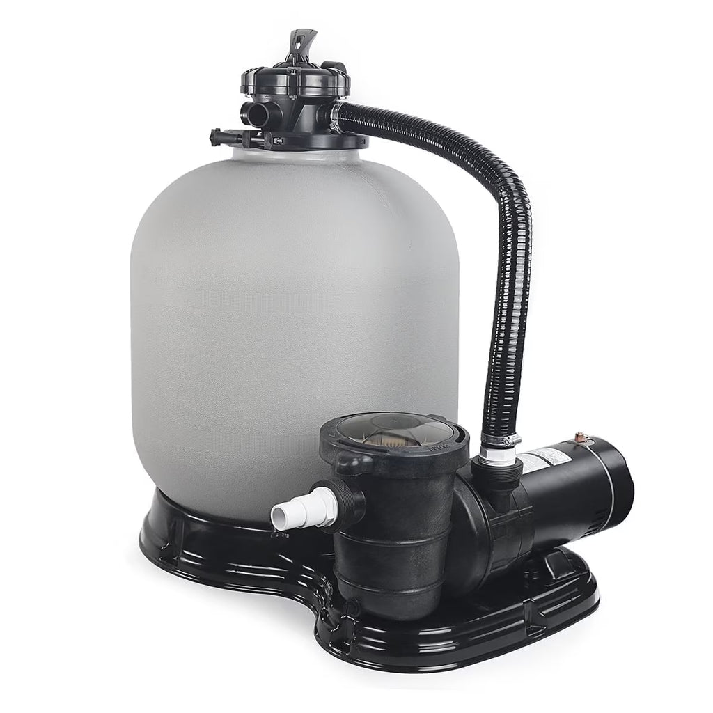 XtremepowerUS Sand Filter Pump for Above Ground Pool, 2400 GPH Pool Filter Pump, 7-Way Valve