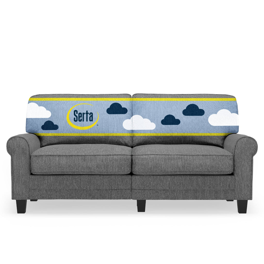 Serta Copenhagen 73" Rolled Arm Sofa with Removable Covers Light Gray