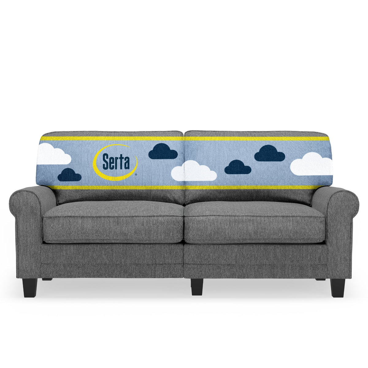 Serta Copenhagen 73" Rolled Arm Sofa with Removable Covers Light Gray