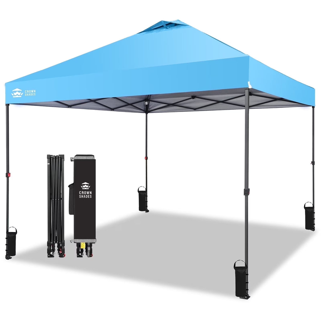 CROWN SHADES 8x8 Pop Up Canopy with One Push Setup Easy Outdoor Sun Shade for Events Parties Camping Forest Green