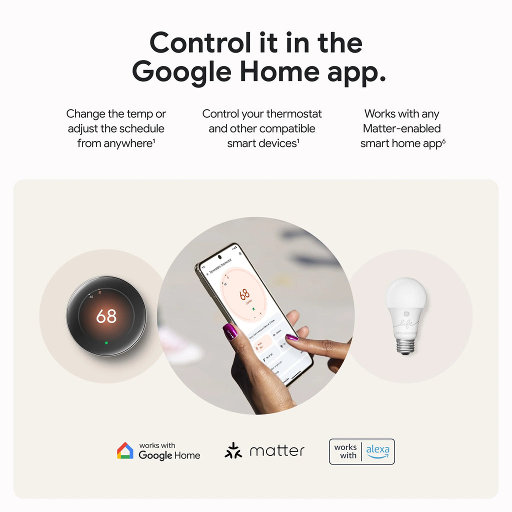 Google Nest Learning Thermostat (4th Gen) with Nest Temperature Sensor (2nd Gen) - Energy Saving Smart Thermostat with Adaptive Eco - Works with Alexa and Google Home App - Polished Obsidian